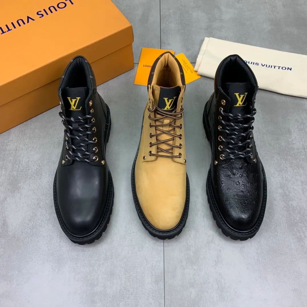 Men's men's shoes 💰P620💰【New】🆘Water-dyed cow lining LV Louis Vuitton business high-top leather shoes, made of original imported Italian 🇮🇹 calfskin, full cowhide lining, carefully handmade by professional shoemakers, the original version is specially designed for wear-resistant outsole. Standard code 38-44 3⃣️color🉑️choice